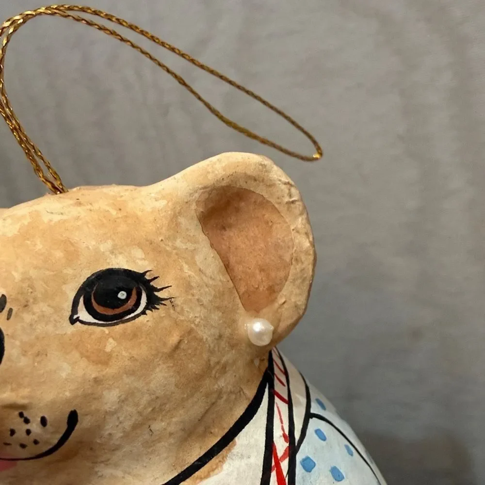 Vintage Baker Koala Bear Ornament Round Belly Papier Mache Hand Crafted Bakery